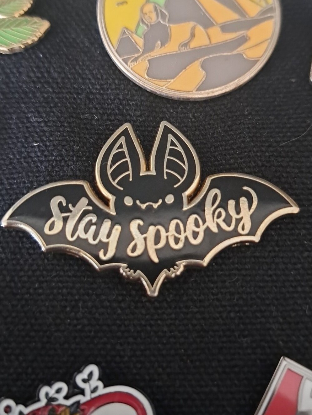 Black 'Stay Spooky' Bat Enamel Pin Halloween